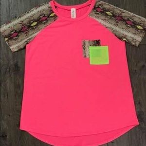 Now and forever neon and snakeskin top